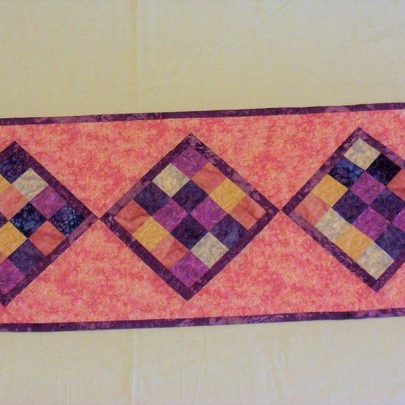 Quilted Pinks & Purples Table Runner 53 1/2" x 12 1/2" Table Topper Handmade - Picture 10 of 14
